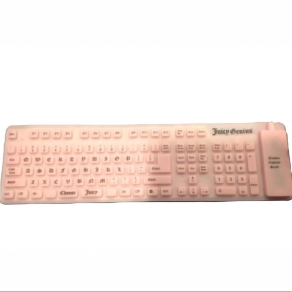 Y2K Juicy Couture Pink Flexible Keyboard USB TRAVEL SCHOOL WORK PORTABLE BARBIE - Picture 4 of 9
